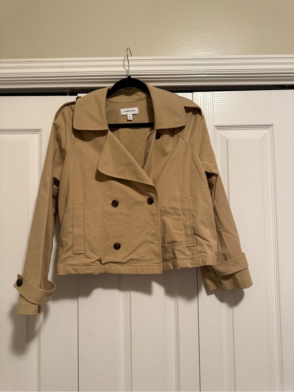 Nordstrom Short Double-Breasted Trench Jacket - Beige